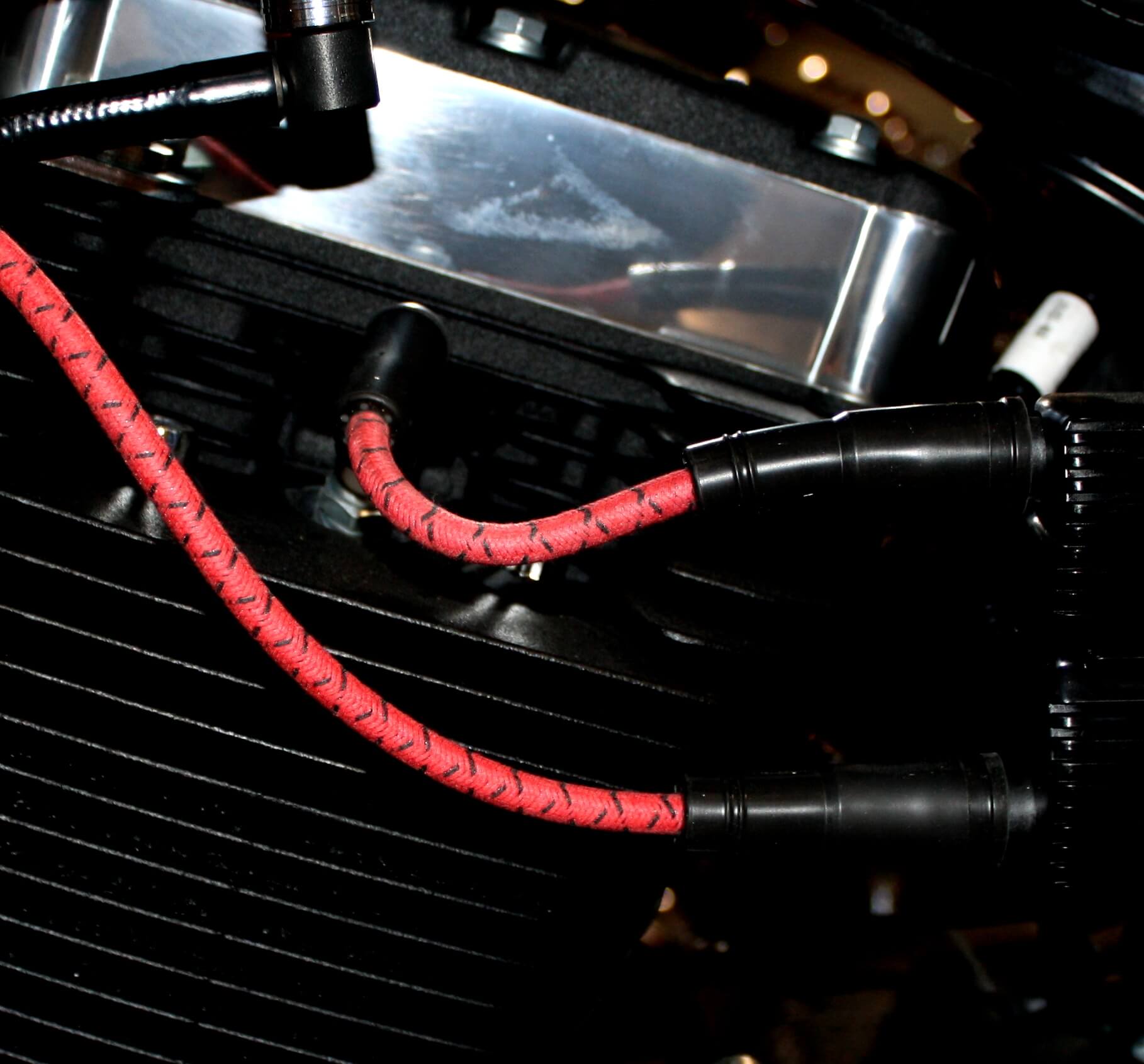 5/' Vintage Triumph harley cloth spark plug wire bobber chopper café engine bk gr